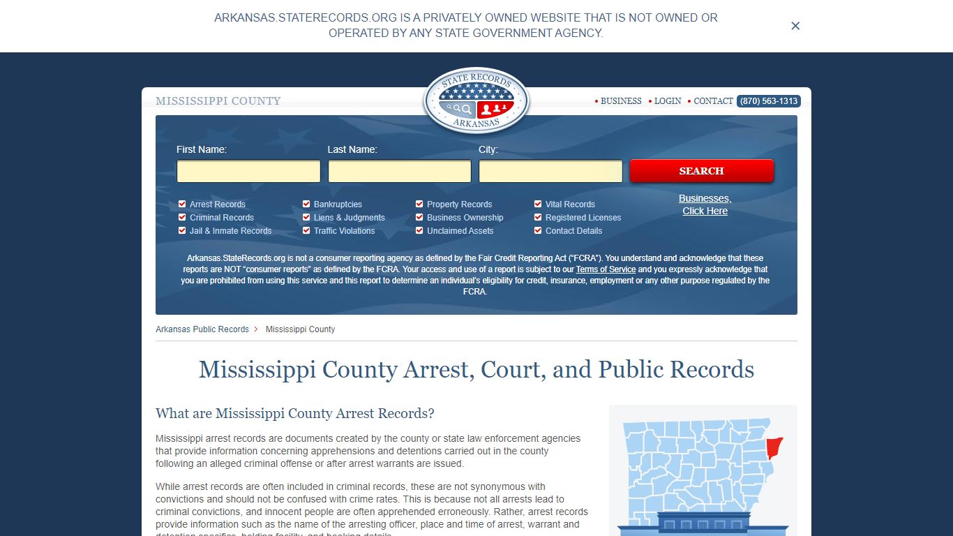 Mississippi County Arrest, Court, and Public Records