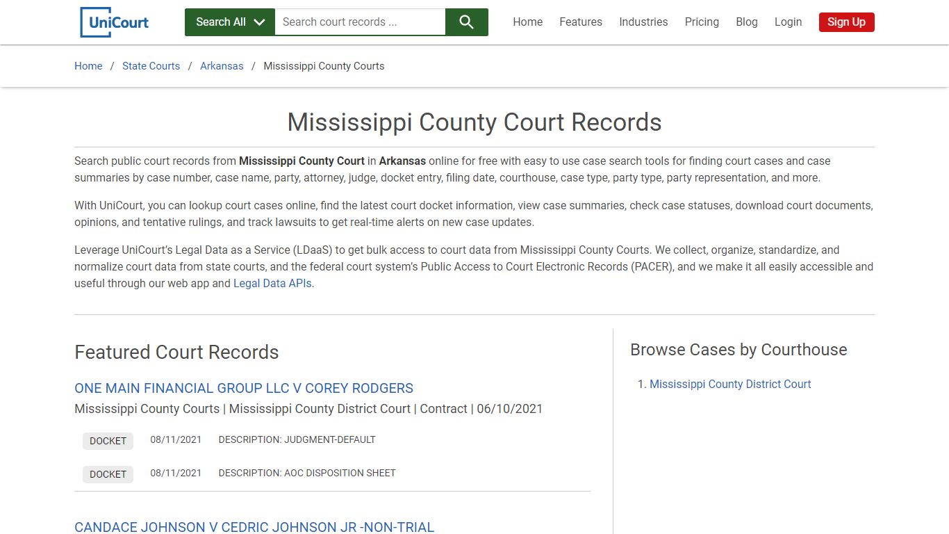 Mississippi County Court Records | Arkansas | UniCourt