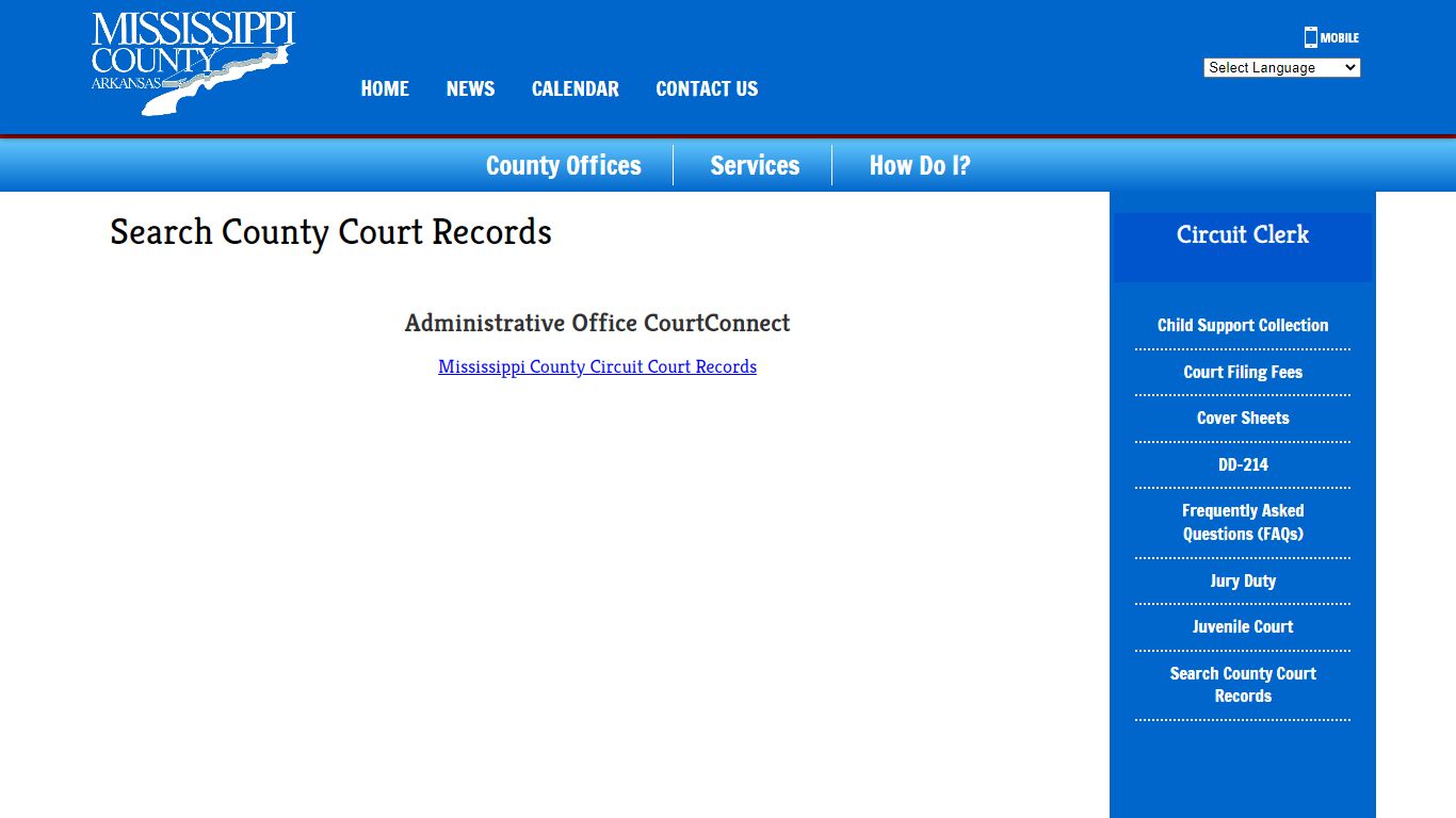 Search County Court Records - Mississippi County, AR