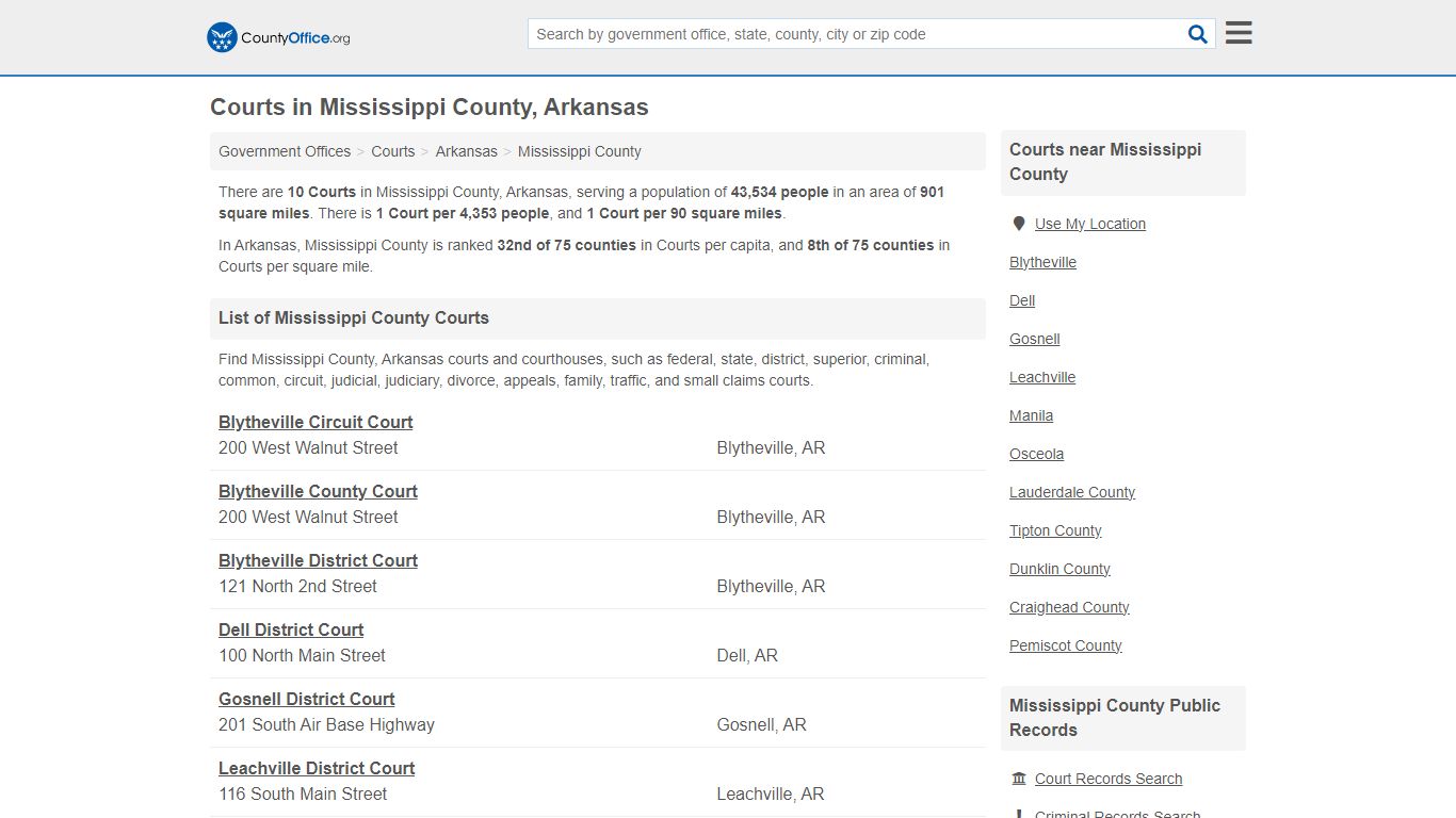 Courts - Mississippi County, AR (Court Records & Calendars)